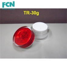 Hochwertige runde rote Hautpflege Acrylflasche kleine 1oz kosmetische Creme Jar